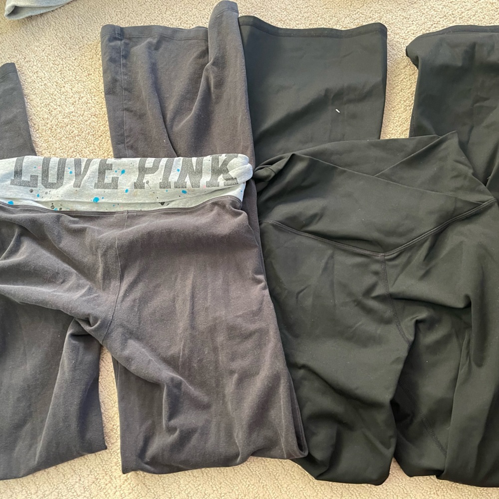 2 pc flare leggings, PINK fold over leggings